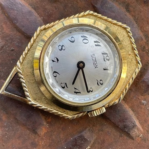 Vintage Sutton Watch Necklace Swiss Made Gold Tone Hand Winding Pocket Watch - Picture 1 of 11